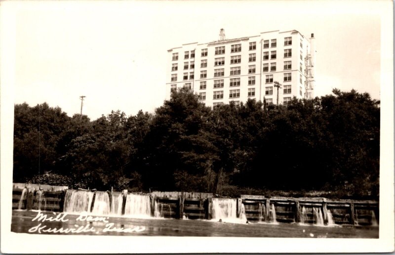 Real Photo Postcard Mill Dam in Kerrville, Texas