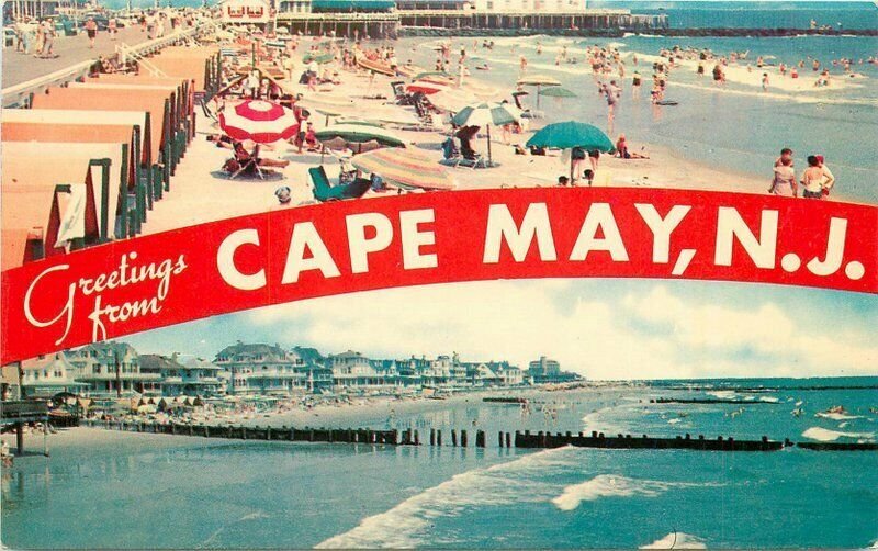 Beach Pier Cape May New Jersey 1950s Postcard Rickers Tichnor 6039