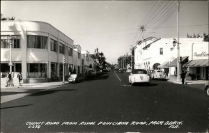 Palm Beach Florida FL County Road Street Scene Real Photo Vintage Postcard