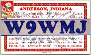 1936 QSL Radio Card Code W9WMJ Anderson Indiana Amateur Station Posted Postcard