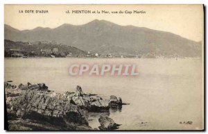 Old Postcard Menton and the sea view from Cap Martin