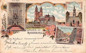 Germany 1898 Gruss aus Magdeburg Dom Chor Dom Kriegerdenkmal postcard B963
