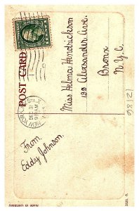 New Year Boy pulling wagon of Mushrooms