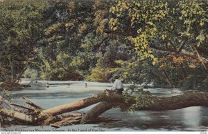 ASHEVILLE , North Carolina , 1908 ; Fishing in Mountain Stream , Land of the sky