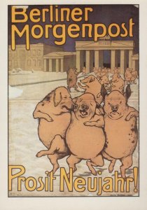 Edmund Edel Prosit Neujahr Pig Pigs Poster Berlin Planet Verlag German Postcard