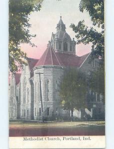 Unused Divided-Back CHURCH SCENE Portland - Near Muncie Indiana IN G3791