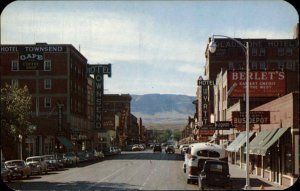 Casper Wyoming WY Center Street Scene Bus Classic Cars Vintage Postcard