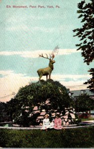 Pennsylvania York Penn Park Elk Monument 1907