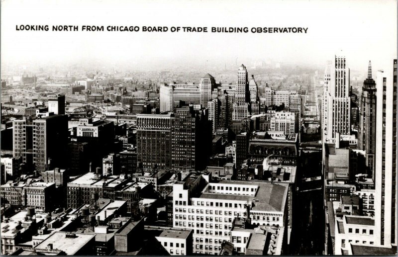 USA Looking North Chicago Board Of Trade Building Observatory Chicago RPPC 03.57