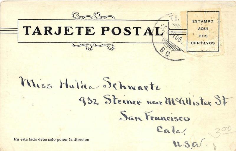 E27/ Tijuana Mexico Postcard 1906 5View Chapel Boudary Monument Custom House