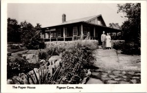 RPPC House Made of Newspaper, Paper House Pigeon Cove Rockport MA Postcard J46