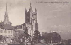 Switzerland Lausanne La Cathedrale et les Alpes 1916