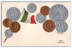 Mexico Postcard 5,20,1,25,10 Centavos Mexican Currency 1910 Antique Posted