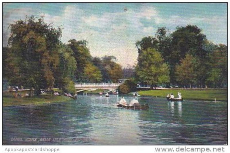 Michigan Detroit Canal Scene Belle Isle Park 1908