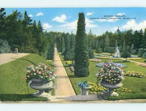 Unused Linen SUNKEN GARDEN & PARK SCENE Spokane Washington WA r8375