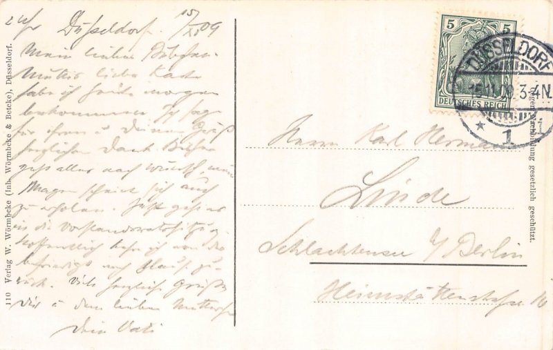 B263 Germany Duesseldorf  1909 Kriegerdenkmal War Monument postcard