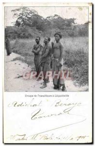 Old Postcard Belgian Congo Group of workers in Leopoldville