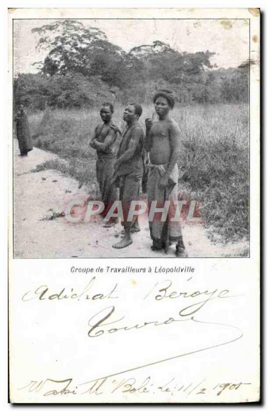 VINTAGE POSTCARD Belgian Congo Groups workers has Leopoldvil