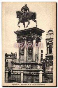 Italy Venezia Old Postcard Monumento a Colleoni di fianco