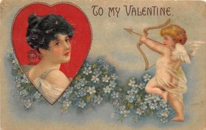 F78/ Valentine's Day Love Holiday Postcard c1910 Cupid Pretty Woman 8