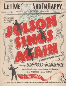 Let Me Sing & I'm Happy Al Jolson Sings Again Rare Sheet Music