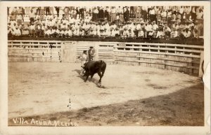 RPPC Mexico Bull Fight Arena Crowd Villa Acuna c1920-30s Real Photo Postcard U19