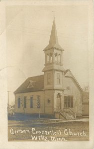 Postcard RPPC 1908 Minnesota Wells German Evangelical Church religious MN24-3315