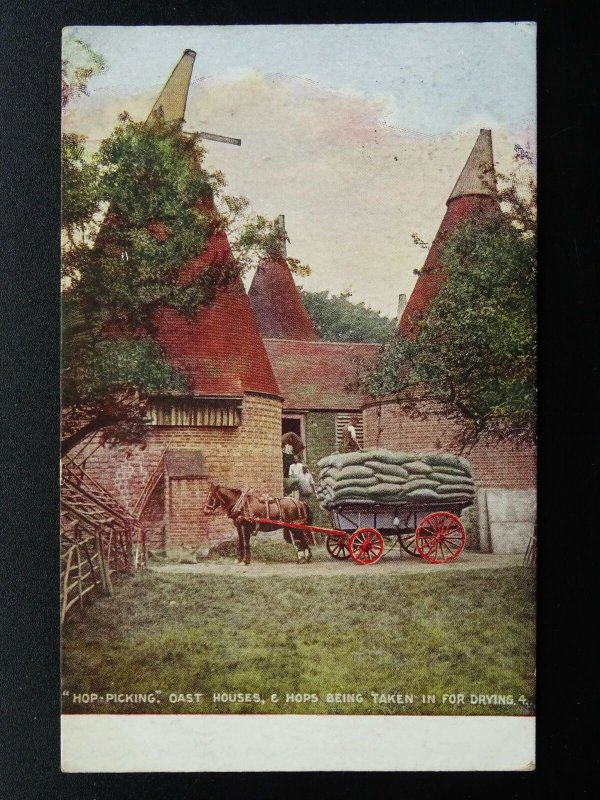 Kent Crowborough Hop Picking Theme OAST HOUSES c1908 Postcard by Young & Cooper