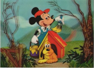 PC DISNEY, MICKEY MOUSE & PLUTO, Modern 3D Postcard (b38024)