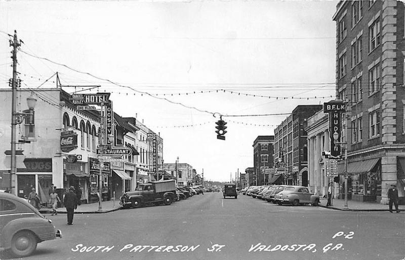Valdosta GA White House Restaurant Storefronts Old Cars RPPC Postcard