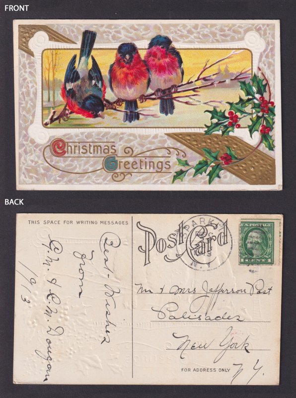 UNITED STATES, Postcard, Merry Christmas 1913