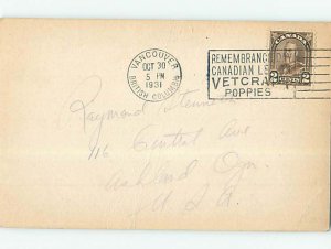 1930s QSL RADIO CARD Vancouver British Columbia BC AH3158