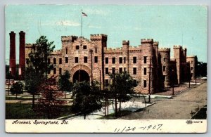 1907 Springfield  Illinois  Arsenal  Postcard