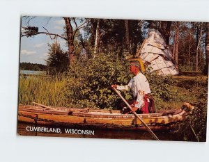 Postcard Shoving Off, Cumberland, Wisconsin