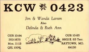 QSL Radio Card From Raytown MO MIssouri KCW 0423