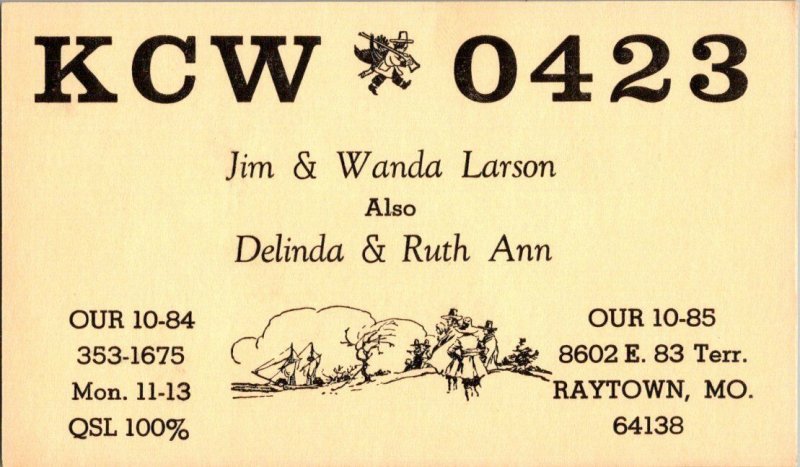 QSL Radio Card From Raytown MO MIssouri KCW 0423 