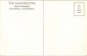 Huntington Hotel Bungalows Pasadena CA California Postcard VTG UNP Vintage 