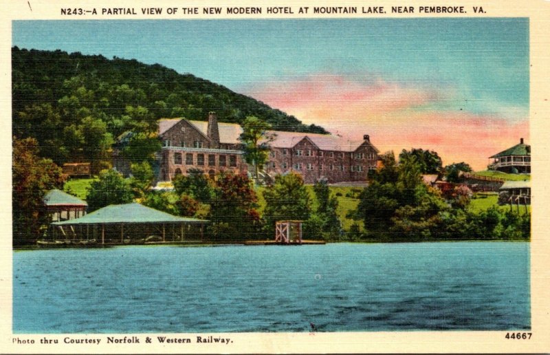 Virginia Mountain Lake Partial View Of New Modern Hotel