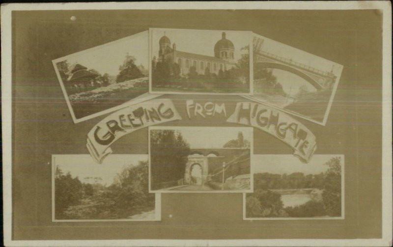 London HIGHGATE Multi View c1910 Real Photo Postcard