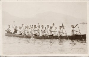 Kelowna BC Regatta Rowers Boat Athletes Unused Real Photo Postcard H30