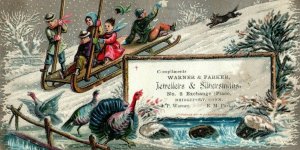 Warner & Parker Jewellers & Silversmiths, Winter People Big Sled Turkeys Dog D1