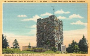 Vintage Postcard 1920's View of Observation Tower Mt. Mitchell North Carolina NC