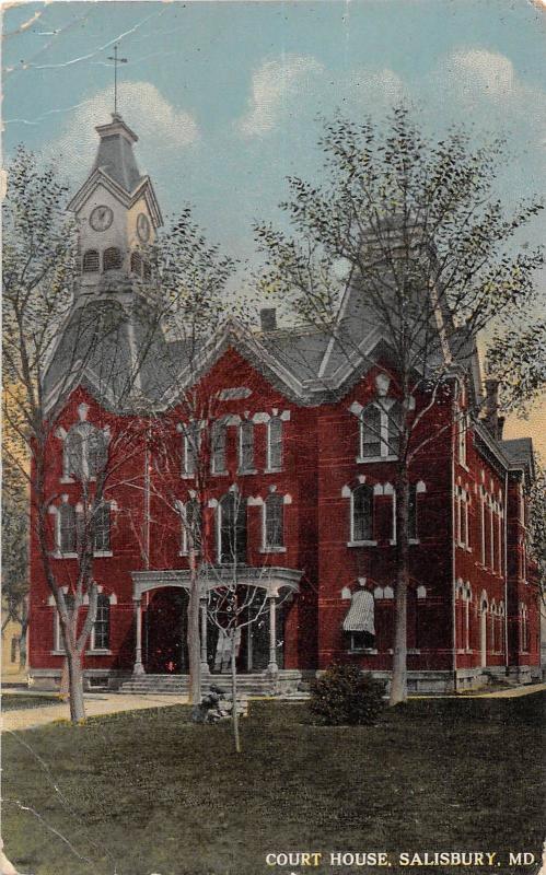 E30/ Salisbury Maryland Md Postcard c1910 Court House Building