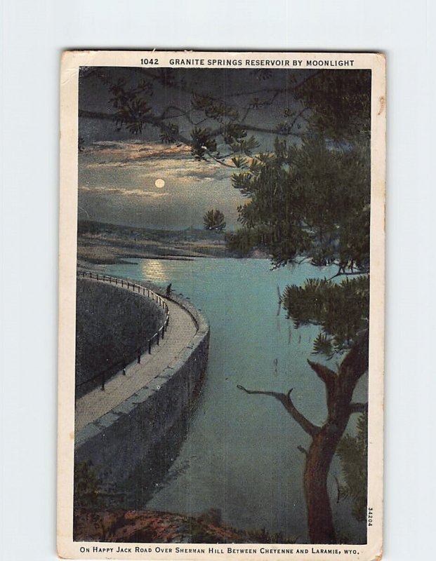 Postcard Granite Springs Reservoir By Moonlight On Happy Jack Road Wyoming USA