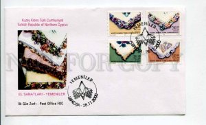 293308 Turkish Northern Cyprus 2000 year First Day COVER traditional lace