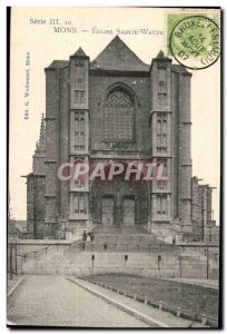 Belgie Belgium Mons Old Postcard Church of Saint waur