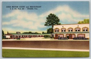 Starke Florida~Dixie Motor Court & Restaurant~US 301~RW Metzger~1953 Linen