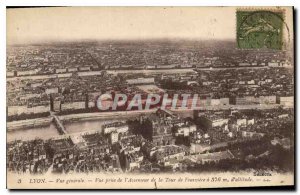 Postcard Old Lyon View from the Lift Tower of Fourviere is a 376 m altitude