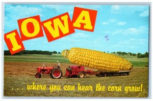 Cedar Rapids Iowa IA Postcard Exaggerated Corn Farm Scene c1960's Vintage Posted