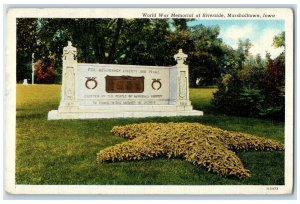 c1940 World War Memorial Riverside Wall Exterior Marshalltown Iowa IA Postcard